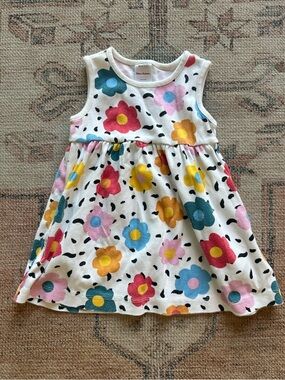 Hanna Andersson White Floral Tank Dress with Multicolor Flowers